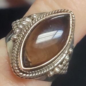 Sterling silver smokey quartz ring